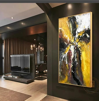 Vertikalios sienos nuotraukas Originaliu abstrakčiosios tapybos dekoro storio naftos sluoksniai cuadros decoracion salonas nuotrauką apdaila, gyvenamasis kambarys