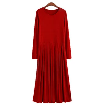Vestido Feminios 2020 M. Pavasarį, Rudenį 5XL 6XL Plius Dydis Ilgos Suknelės, Plisuotos Aukštos Ruožas Atsitiktinis Maxi Suknelė medvilnė juoda raudona