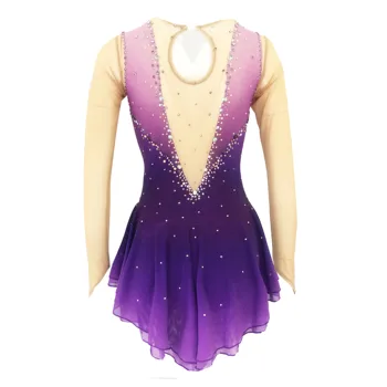 Violetinė Dailiojo Čiuožimo Suknelė Fingerpoint Rankovėmis Ledo Čiuožimo Sijonas Ilgomis Rankovėmis Spandex Sijonas Konkurencijos Suknelės