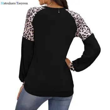 Vyriški ilgomis rankovėmis Marškinėliai Leopard O-Kaklo Derliaus femme Tee Viršūnes Ponios plius dydis marškinėliai moteris kirpykla Rudens drabužiai