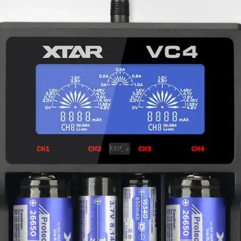 XTAR VC4 Li-ion Baterijos Kroviklis NiMH Baterijos Įkroviklis 18650 Baterija, Universalus 4 Slots Smart LCD Nikelio-vandenilio Li-ion Baterija