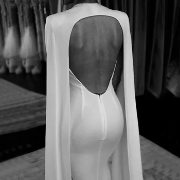 YiMinpwp Elegantiškas Undinė Vestuvių Suknelės Su Wrap Backless Valymo Traukinio Paprasta Satino Vestuvinės Suknelės vestidos de novia Užsakymą Pigiai