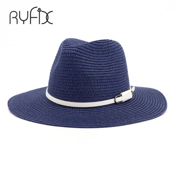 Šiaudų skrybėlę vyriški baltos spalvos plonas krašto odos, sagtis, lauko apsauga nuo saulės, skrybėlę HA107