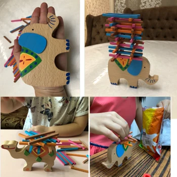 Žaislai Švietimo Dramblys Balansavimo Blokų, Medinių Žaislų Medienos Pusiausvyrą Žaidimas Montessori Blokai Dovana Vaikui