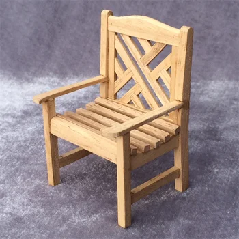 1:12 mini modelis baldai lauko sodas, poilsio kėdė su koja išmatose 4 vienetų pakuotėje