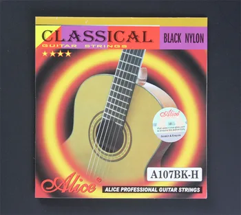 10vnt Alice A107BK-H Auksu Sunku Įtampa Juodo Nailono Vieną Klasikinės Gitaros Stygos