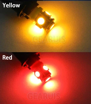 10vnt/daug E10, 6 V Sraigtiniai lemputė Įspėjimo signalo lemputė 5 SMD 5050 LED 5smd 5led Prietaisai Vaiskiai balta Raudona Mėlyna Geltona Žalia 6.3 V