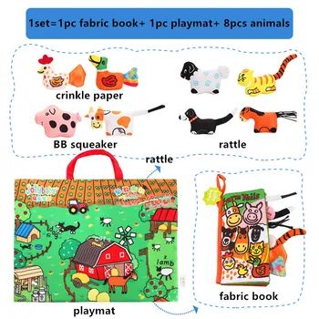 1pcs Gyvūnų Minkštas Knygos+Playmat +8pcs Gyvūnų Žaislai Kūdikiams Vaikas, Kūdikis, Kūdikis 0 12 mėnesių Gana Knyga, Veikla, Mokymosi, Švietimo