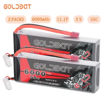 2 vienetai GOLDBAT 6000mAh lipo Baterija 11.1 V RC Automobilių 3S Lipo Baterija 11.1 V rc lipo Baterijos fpv 55C su Dekanai Kištukas Sunkvežimių Heli