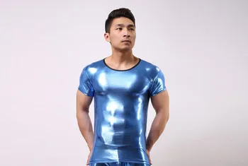 2017 Mados Prekės Ženklo Vyrai Dizaineris Dirbtiniais Odos Juokinga T Shirts/Gay Tinkamumo Šokių Šou Tee Marškinėliai/Hip-Hop Undershirt