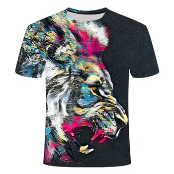 2020 Karšto pardavimo 3d T-shirt gyvūnų vyrų / moterų 3d liūtas karalius T-shirt skaitmeninis spausdinimas, skirtos elegantiškas vasaros sporto trumpas rankovės