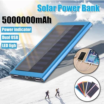 2020 NAUJAS 50000mAh 2.4 Saulės Energijos Banko Nešiojamų Dual USB Išorinės Baterijos Kroviklis Žibintuvėlis Kempingas, Kelionės