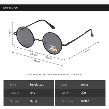 2020 naujas mados maži, apvalūs akiniai nuo saulės vyrams UV400 Moterų poliarizuoti saulės akiniai markės dizaineris moterų lydinio rėmas ratai