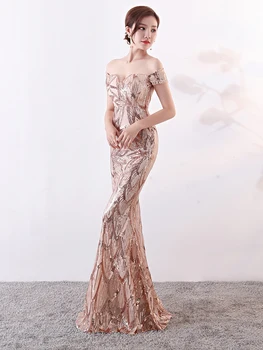 2020 XUCTHHC Naujas Off-the-pečių Elegantiškas Undinė Prom China Oficialų Šalis suknelė vestido de festa Seksualus chalatas De Soriee Ilga suknelė
