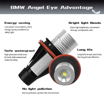 2vnt Klaidų LED Angel Eyes Marker Lemputės Lempučių BMW E39 E53 E60 E61 E63 E64 E65 E66 E87 525i 530i xi 545i M5 automobilio žibintai