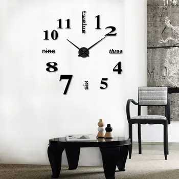 3D Didelis Sieninis Laikrodis Veidrodėliai Lipdukas Didelis Žiūrėti Lipdukas Namų Dekoro Unikali Dovana 