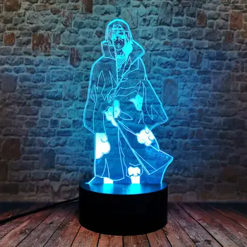 3D Iliuzija LED Stalas naktinė lempa Spalvinga Besikeičiančių Miega Šviesos Naruto Uchiha Itachi Anime Pav žaislai