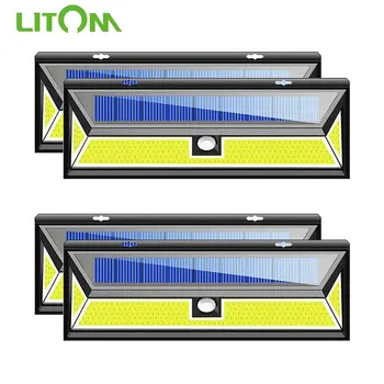 4 Pack LITOM XG888 180 LED Saulės Šviesos, Judesio Jutiklis Sienos, Šviesos, IP65 Vandeniui LED 3 Apšvietimo Režimas Lauko Sodo Kelias