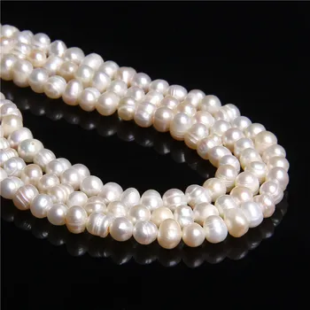 5-5.5 mm, Natūralus Baroko baltos spalvos gėlavandenių prarasti perlų karoliukai Dirbtiniu būdu išauginti Perlai, Karoliukai, papuošalai priėmimo 
