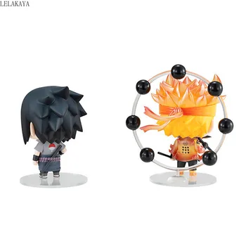 9cm 2vnt/komplektas Japonų Anime Naruto Shippuden Uzumaki Uchiha Sasuke Q Versija PVC Veiksmų Skaičius, Mielas Modelis Kolekcionuojamos Lėlės, Žaislai