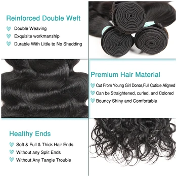 Ali Malonės Plaukų 3 Ryšulius Brazilijos Kūno Bangos Plaukai Su Uždarymo 4*4 Free&Vidurinė Dalis 4pcs/daug Remy Human Hair Extension