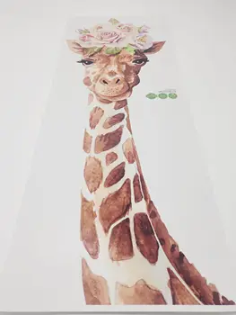 Animacinių Filmų Gėlių Vainikas Žirafa Siena Lipdukas Namų Dekoro Kambarį Meno Sienos Dekoratyvinis Vinilinis Nuimamas Decal Gyvūnų Tapetai