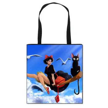 Anime Kiki ' s Delivery Service drobės pečių maišą Didelės Talpos, Rankinės Moterims, Krepšiai Lady Nešti Pirkinių Crossbody Krepšiai