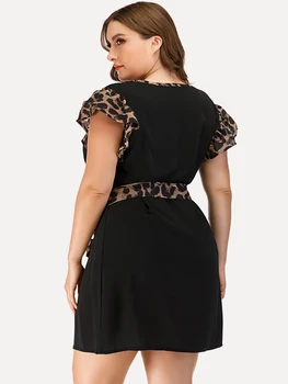 Antivaya Plius Dydis Leopard Suknelė Vasaros 2020 Mados Juosmens Diržas Suknelės Atsitiktinis Šifono Moterų Aprangos Drabužių, Drabužių trumpą suknelę