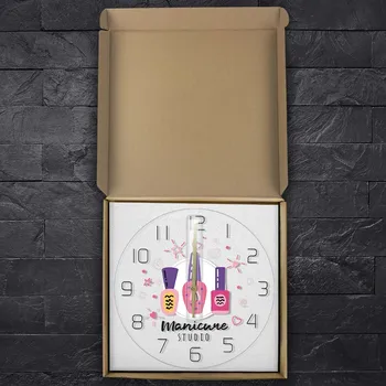 Asmeninį Nagų Salonas Modernus Laikrodis Jūsų Vardas Manikiūro Studija, Nagų Lako Custom Print Sieninis Laikrodis Kabo Unikalus Žiūrėti