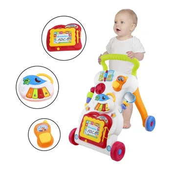Aukštos Kokybės Baby Walker Žaislai Multifuctional Bamblys Vežimėlio Sit-to-Stand ABS Muzikos Walker su Reguliuojamu Varžtas Bamblys