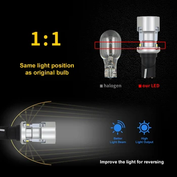 Auxito 1000LM T15 W16W LED Lemputė Canbus Didelės Galios 921 912 Atbulinės Šviesos 2020SMD Super Šviesus Automobilio Eksterjero 6500K Lempa Balta 12V