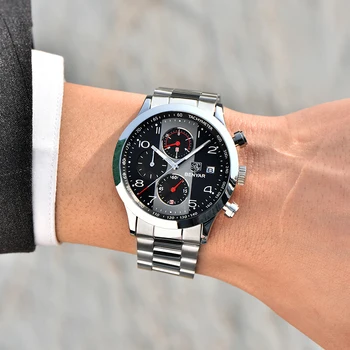 BENYAR Naujas Kvarco Chronograph Watch Vyrų Plieno, atsparus Vandeniui Verslo vyriški Laikrodžiai Viršuje Prabangos Prekės Sporto Laikrodis Relogio Masculino