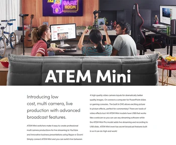 Blackmagic Design ATEM Mini Pro ATEM Mini HDMI Live Stream Switcher Multi-žiūrėti ir Įrašinėti Naujas Funkcijas ATEM Mini Pro ISO