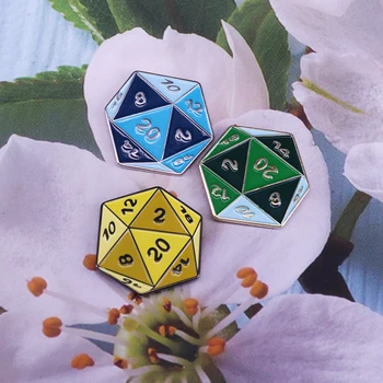 D20 emalio pin rinkiniai 3 spalvų dvidešimt-sided dice ženklelis RPG žaidėjas papuošalai geek nerdy dovana