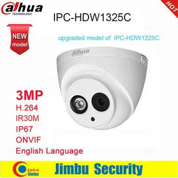 Dahua IP Kamera 3MP IPC-HDW1325C H. 264 IP67 IR30M ONVIF Priežiūros Tinklo Dome Kamera, 3DNR, Diena/Naktis