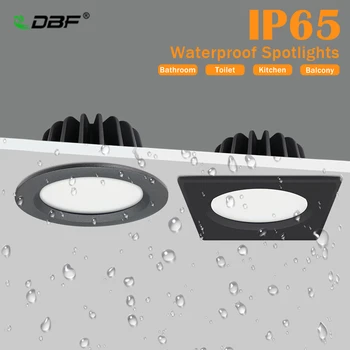 [DBF]IP65 Vandeniui Vonios kambarys Lemputė 5W 9W 7W 12W 15W Apvalūs/Kvadratiniai Embedded Vietoje Lempos Vonios kambarys Šviesa 3000K/4000 K/6000K