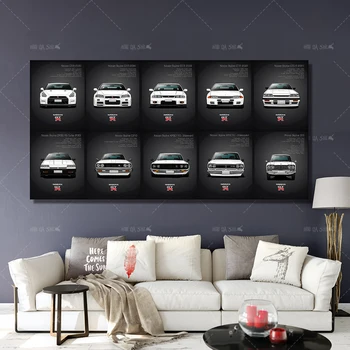 Drobė, Tapyba HD Spausdinti Kūrinys 5 vnt klasikinis Retro Nissan Skyline GTR Automobilių Nuotraukas, Naktiniai staleliai, Namų dekoro Sienos Meno Plakatai
