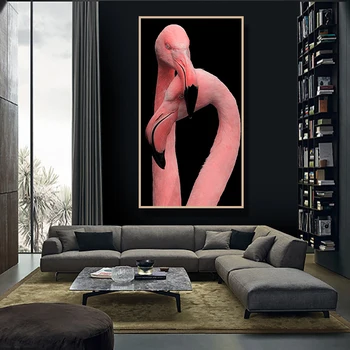 Drobė, Tapyba už Kambarį Juodosios Pink flamingo Plakatai Gyvūnų Spausdinti Nuotrauką Hoom Dekoro Kūrybiškumą Sienos Šiuolaikinio meno tapybos