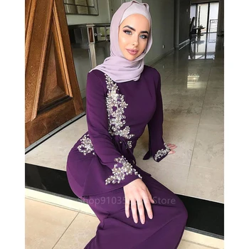 Eid Mabarak Musulmonų Mados Abaja Suknelė Moterų Nėriniai Duobute Islamo Drabužių Dubajus Marocain Bandaga Hijab Caftan Turkija Vestidos