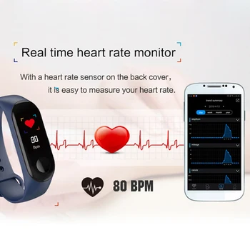 Fitneso Apyrankę Kraujo Spaudimas Lauko IPS Ekranas Širdies ritmo Monitorius Gyvenimo Vandeniui Smart M3 Rankogaliai PK Mi Band 3