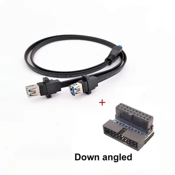 Frist nuorodą CConnector USB 3.0 panel mount dual port USB 3.0 moterų sriegiu panel mount į 20Pin pagrindinėje plokštėje pin plokščias kabelis