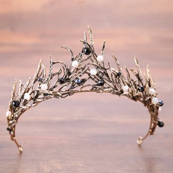 Gotikos karūna lankelis už nuotaka Rožančiai Karalienė Derliaus crystal Crown kalnų krištolas Nuotakos vestuvių plaukų papuošalai