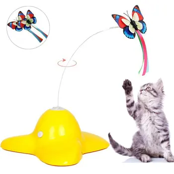 Interaktyvus Elektros Sukasi Drugelis Kačių Žaislai su Dviem Pakeitimo Mirksi Drugeliai Katė Žaislas Verpimo Kibinimas Žaislai
