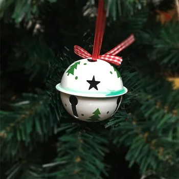 Kalėdų jingle bell 6pcs žalios spalvos metalo, medžio Kalėdų ornamentu namuose 65*60mm didelis varpas, Kalėdų eglučių papuošalai