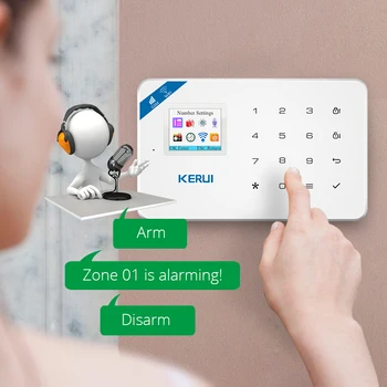 KERUI W18 WIFI, GSM Smart Home Saugumo nuo Įsilaužimo Signalizacijos Sistema, PIR Judesio Detektorių SMS APP Kontroliuoti Gaisro Dūmų Jutiklis Su IP vaizdo Kameros