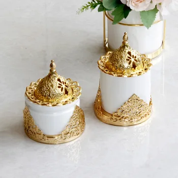 Kūrybos aukso aromaterapija krosnių ketaus, keramikos derinys, aromaterapija krosnių, žvakių laikiklis Ramadanas namų puošybai