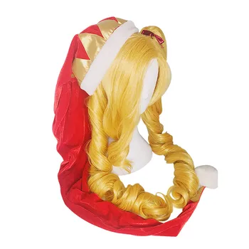L-paštu perukas LOL Jinx Cosplay Perukai Kalėdų Ambicingas Elf Jinx Cosplay Perukas Ilgas Geltona Banga Kekių Sintetinių Plaukų Perucas