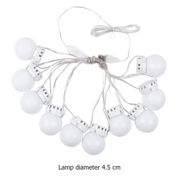 LED Holivudo Makiažas Tuštybės USB Veidrodėliai Žibintai Balta Šiltai Balta Šilta Geltona 10 Lempučių Rinkinys, skirtas Derliaus, tualetinis stalelis