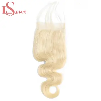 LS Plaukų Brazilijos Kūno Bangos Plaukai Nėrinių Uždarymas Su Kūdikio Plaukų, Ranka Sąlygotosios 613 Blond Nėrinių Uždarymo platinum Remy Hair Extension