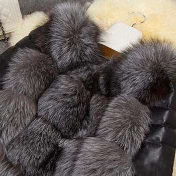 Mados Žiemos Moterims Imitacija Fox Fur Coat PU Odos ilgomis Rankovėmis Striukė Išlaikyti Šiltas Outwear Panele Laisvalaikio Paltas S-3XL SEC88